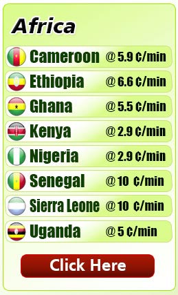 Trial Minutes to call Ethiopia, Ghana, Liberia, Kenya, Nigeria, Senegal, Sierra Leone, Uganda