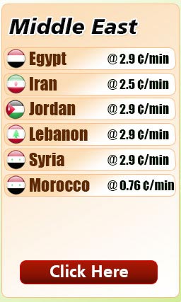 Calling cards for Egypt, Iran, Jordan, Lebanon, Syria
